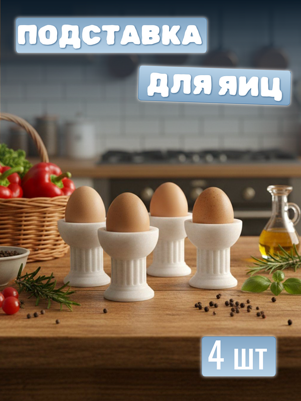 Подставка для варёного яйца. Лаконичный дизайн и нейтральный светлый цвет легко впишутся в любой сервированный стол и подойдут как для повседневного, так и для праздничного завтрака.