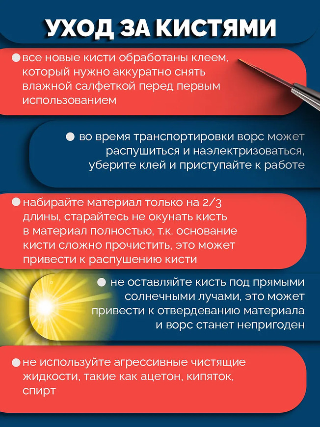 Купить на CrossVill набор из двух плоских профессиональных кистей для маникюра (6 мм и 8 мм) с ворсом из таклона и защитными колпачками.