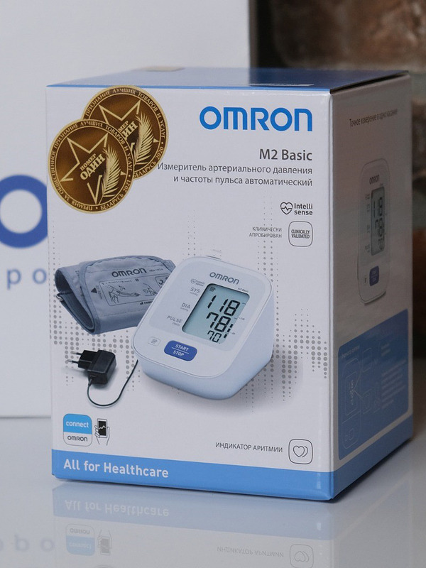 Автоматический тонометр для измерения артериального давления Omron/Омрон M2 Basic (HEM-7121-ARU)
