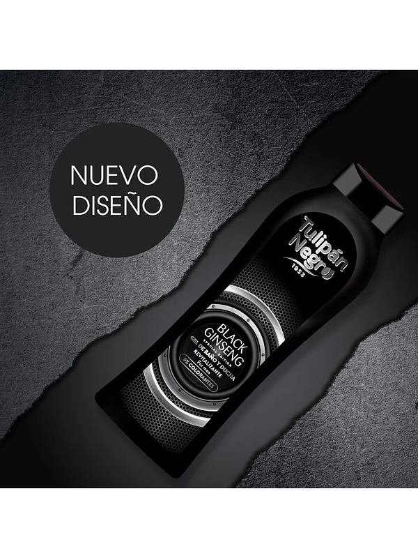 Купить на CrossVill мужской ревитализирующий гель для душа Tulipán Negro Black Ginseng (650 мл) для сухой кожи, производство Испания, без парабенов.