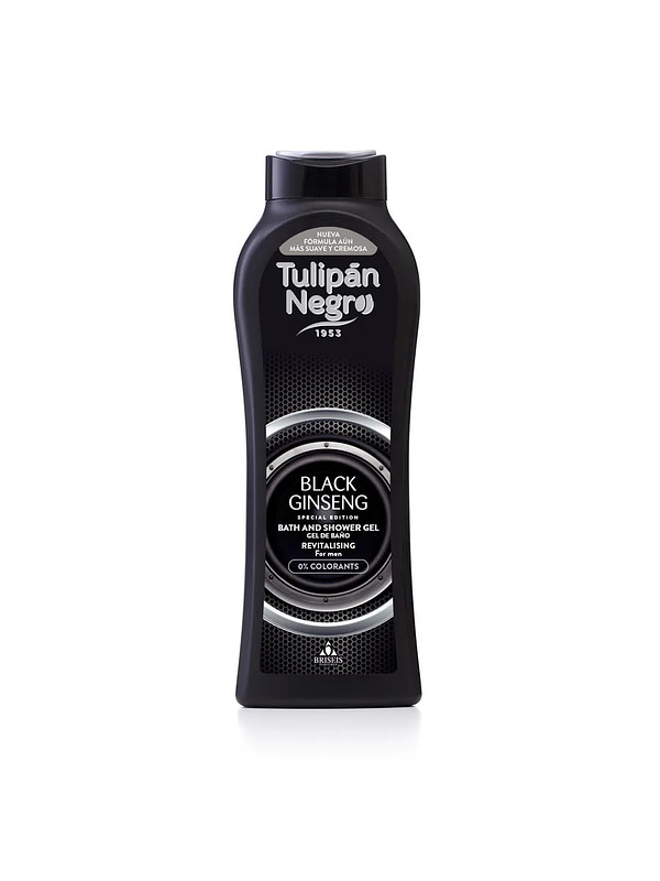 Купить на CrossVill мужской ревитализирующий гель для душа Tulipán Negro Black Ginseng (650 мл) для сухой кожи, производство Испания, без парабенов.