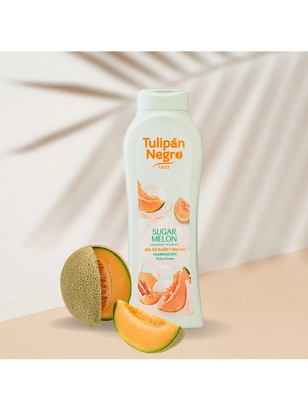 Купить на CrossVill испанский гель для душа Tulipán Negro Sugar Melon (650 мл) с ароматом сахарной дыни для гидратации сухой кожи, без парабенов.