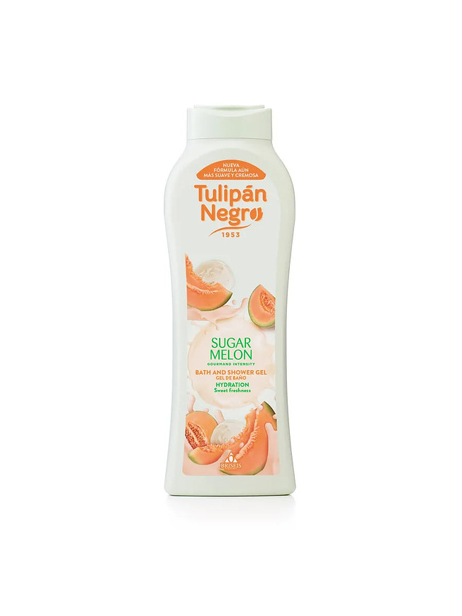 Купить на CrossVill испанский гель для душа Tulipán Negro Sugar Melon (650 мл) с ароматом сахарной дыни для гидратации сухой кожи, без парабенов.