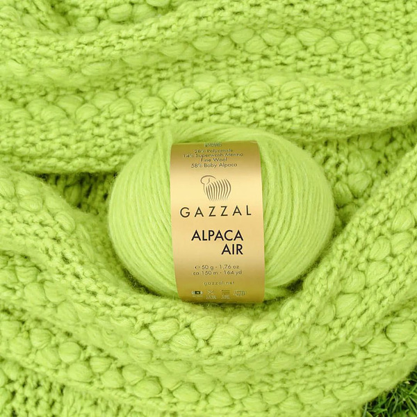 Пряжа для ручного вязания Gazzal Alpaca Air (Газзал Альпака Эйр) 91 бледно - салатовый