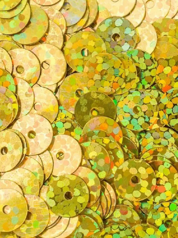 Пайетки плоские, размер 6 мм,4 упаковки /10 гр., цвет А20 (золото голограмма) купить на CrossVill