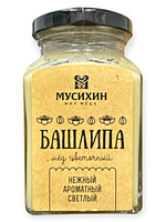 Купить на CrossVill натуральный цветочный мёд Мусихин Мир Мёда Башлипа нежный ароматный светлый в квадратной стеклянной банке с черной крышкой.