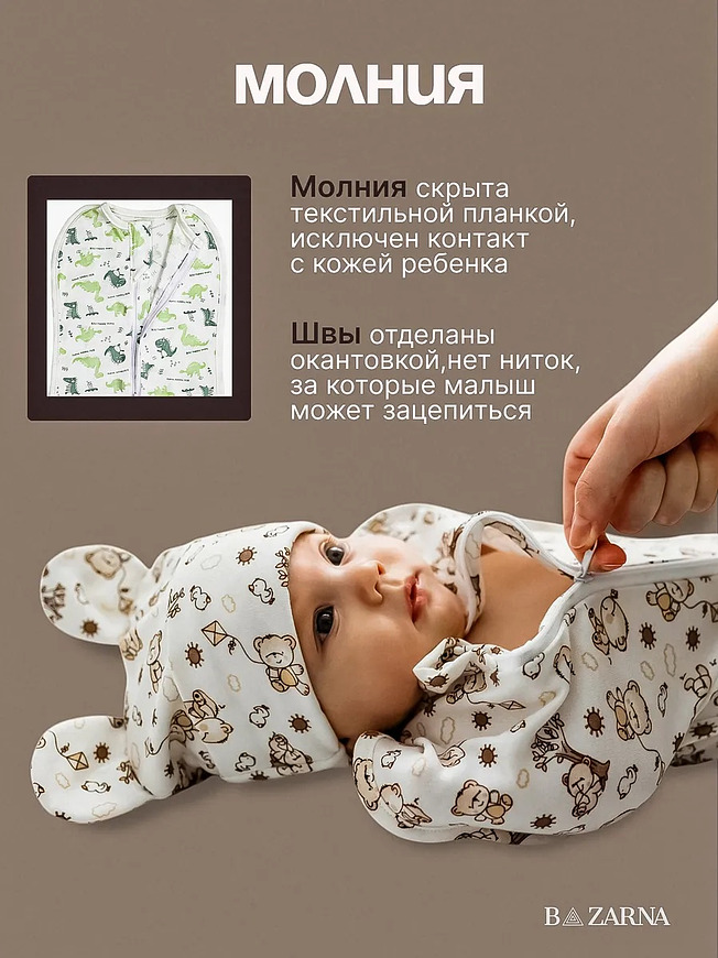 Пеленка кокон на молнии 4шт комплект для новорожденных купить на CrossVill