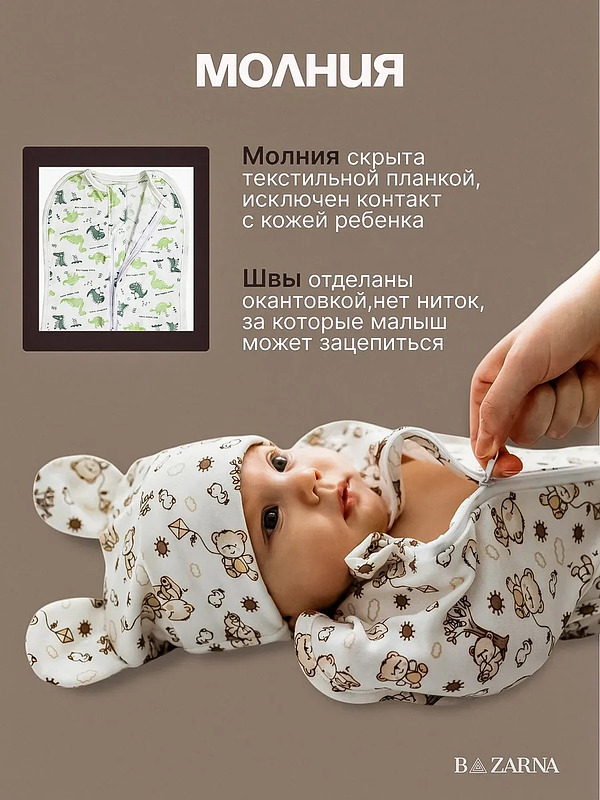 Пеленка кокон на молнии 4шт комплект для новорожденных купить на CrossVill