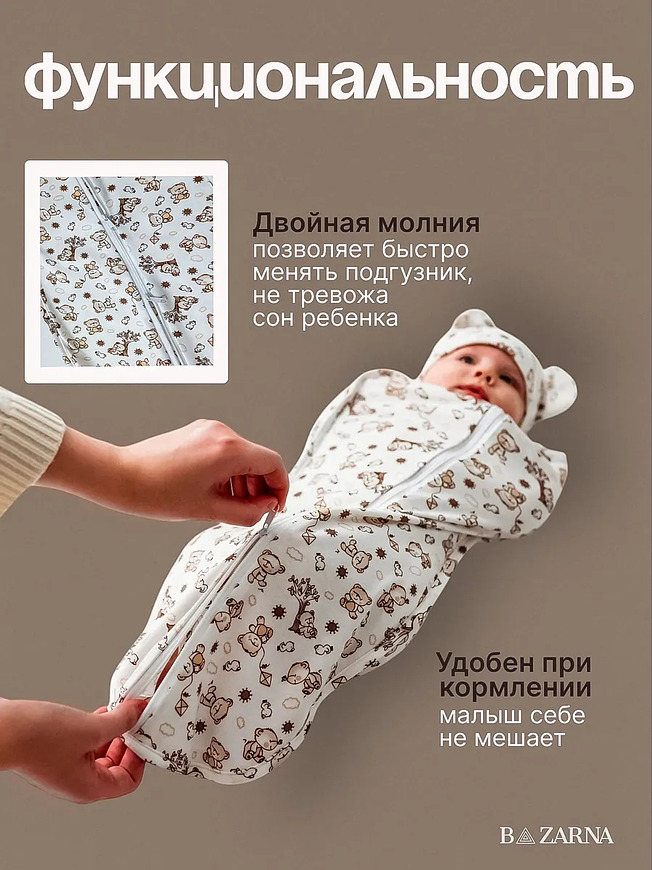 Пеленка кокон на молнии 4шт комплект для новорожденных купить на CrossVill