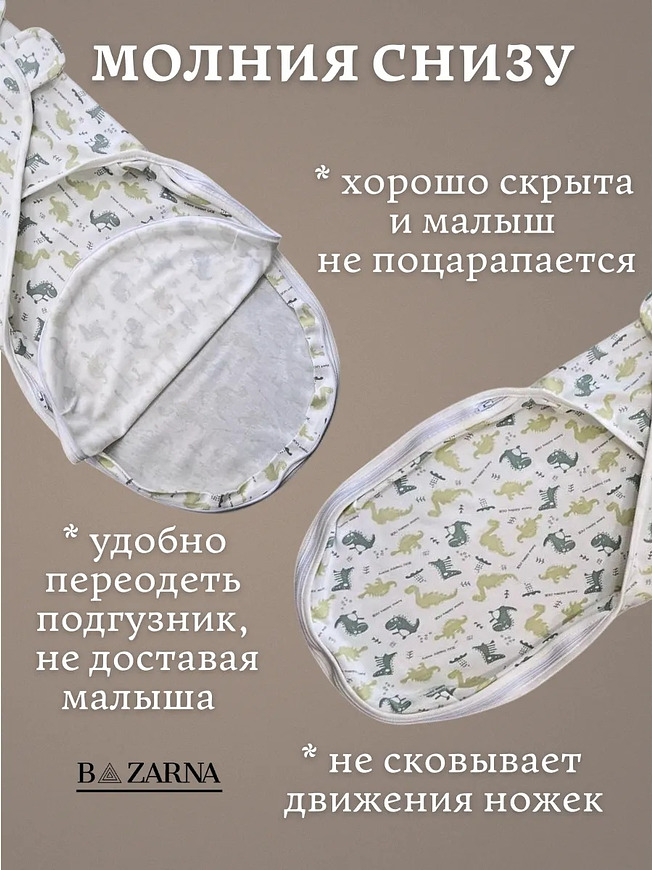 Пеленка-кокон для новорожденных на липучках с молнией снизу, европеленка хлопковая BAZARNA
