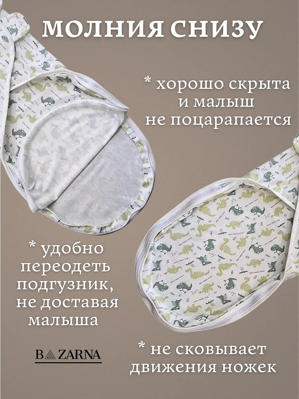 Пеленка-кокон для новорожденных на липучках с молнией снизу, европеленка хлопковая BAZARNA