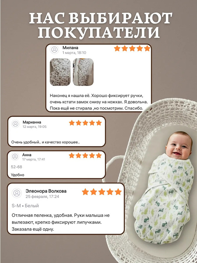 Пеленка-кокон для новорожденных на липучках с молнией снизу, европеленка хлопковая BAZARNA