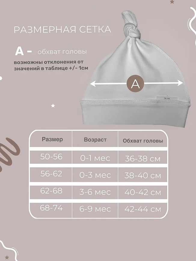 Чепчик для новорожденного набор детские шапки 3 шт BAZARNA