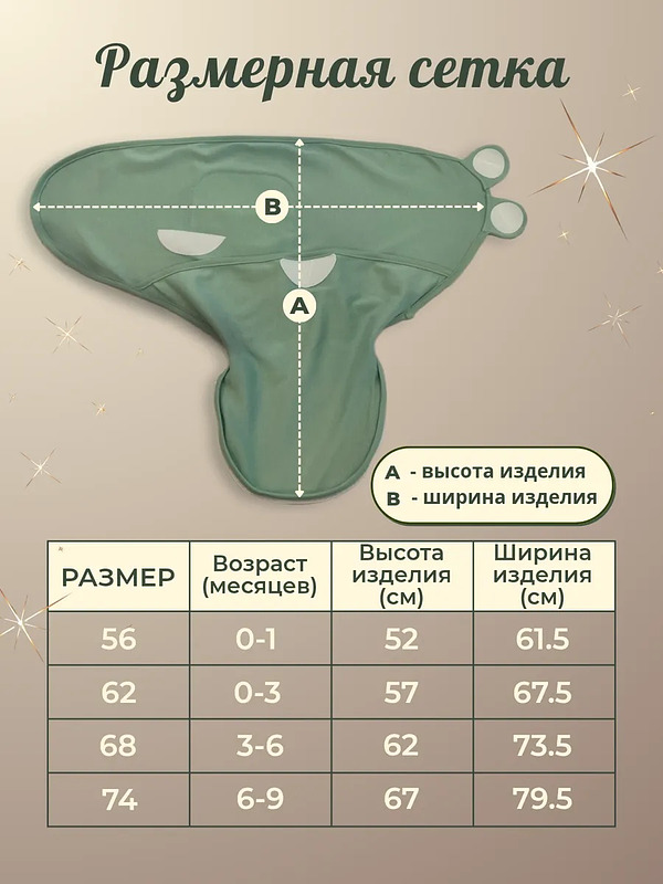 Пеленка-кокон для новорожденных на липучках с молнией снизу, европеленка хлопковая BAZARNA
