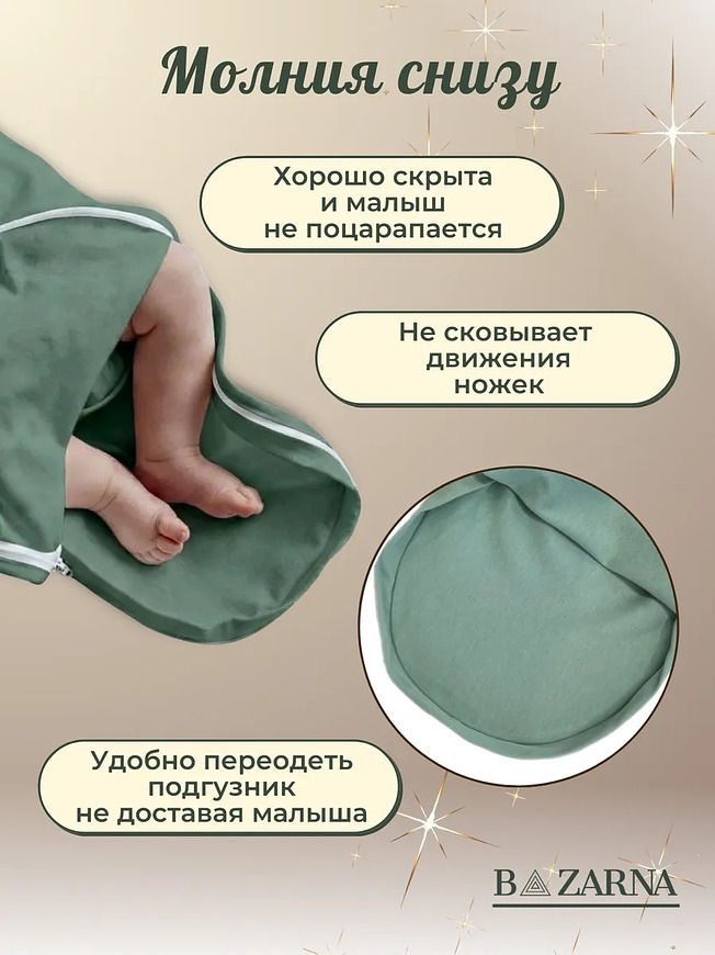 Пеленка-кокон для новорожденных на липучках с молнией снизу, европеленка хлопковая BAZARNA
