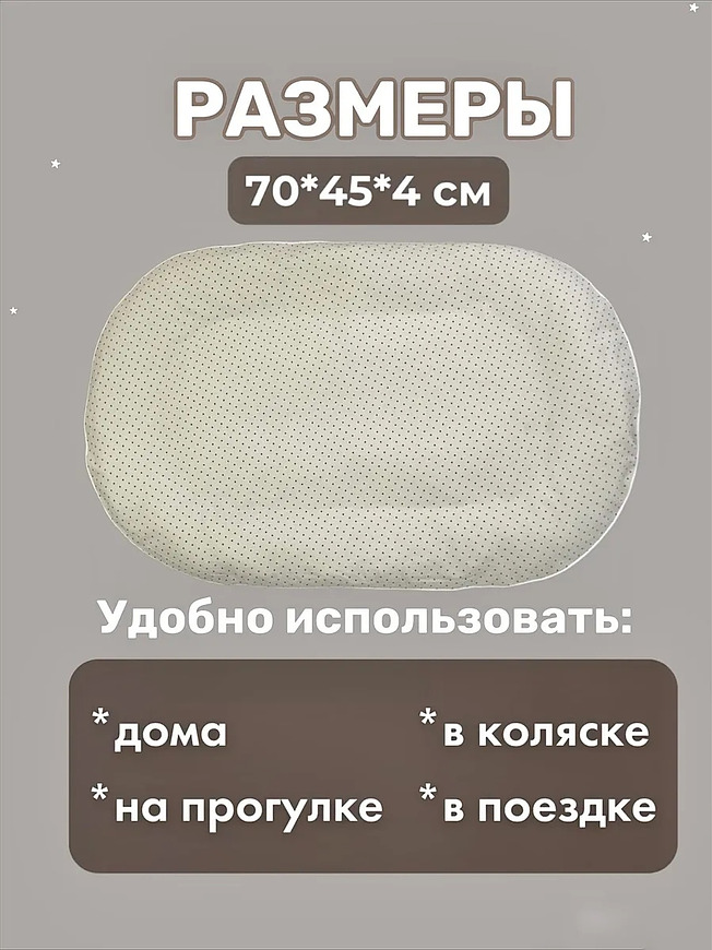 Матрас-кокон для новорожденных анатомический с 2 сменными чехлами, позиционер для сна малышей BAZARNA

