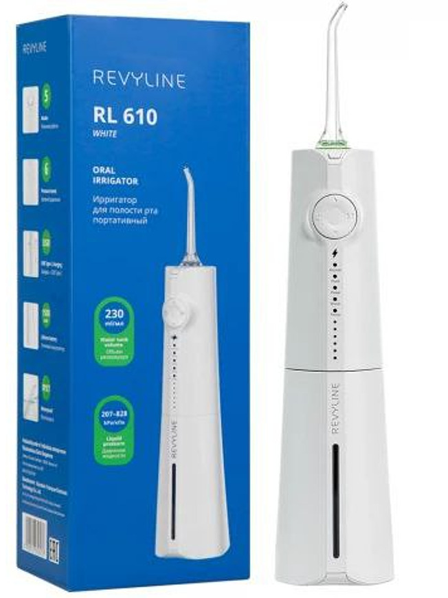 Ирригатор Revyline RL 610 – высокотехнологичная портативная модель. Цвет белый. Маркетплейс CrossVill Беларусь