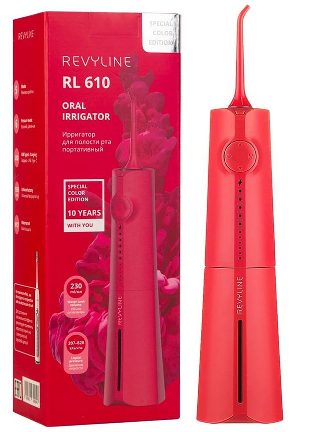 Ирригатор Revyline RL 610 – высокотехнологичная портативная модель, красного цвета. Маркетплейс CrossVill Беларусь