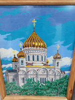 Картина "Храм Христа Спасителя".Вышивка крестиком 