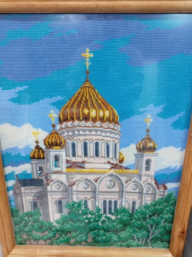 Картина "Храм Христа Спасителя".Вышивка крестиком 
