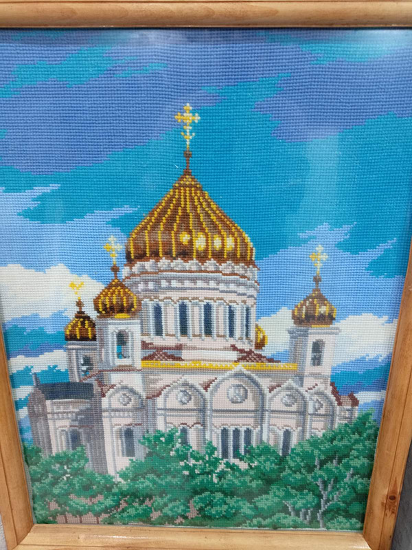 Картина "Храм Христа Спасителя".Вышивка крестиком 
